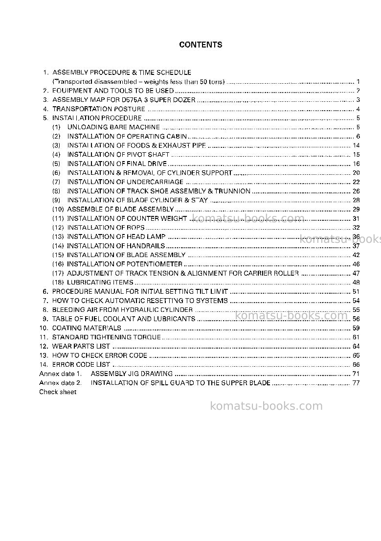 Komatsu d575a-3jpn Field assembly manual cover Page 2