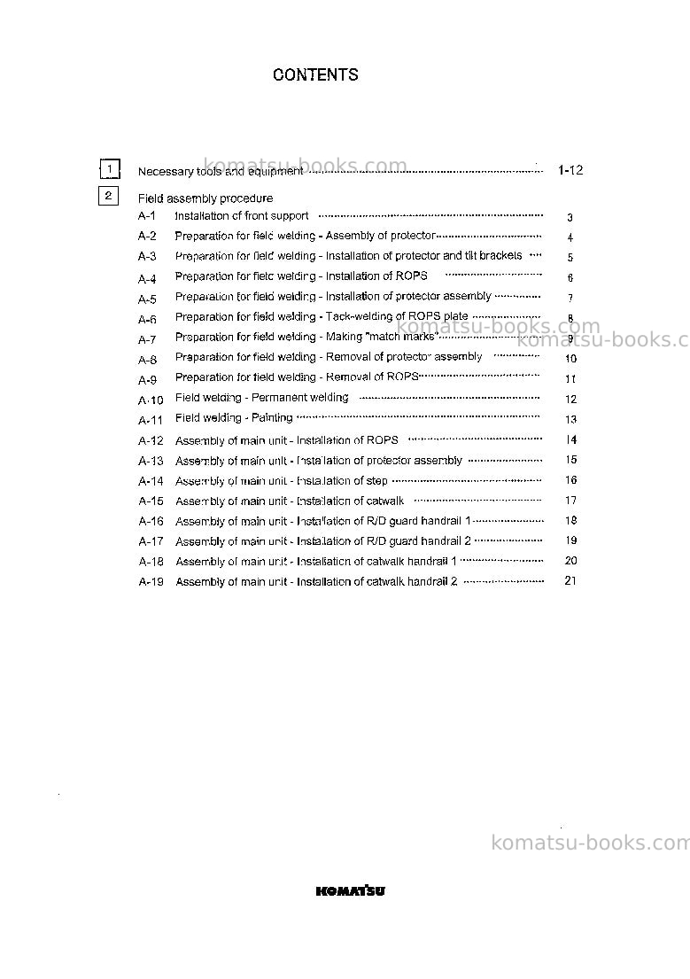 Komatsu hd985-5jpn-front cab guard Field assembly manual cover Page 2 Komatsu hd985-5jpn-front cab guard Field assembly manual cover Page 2