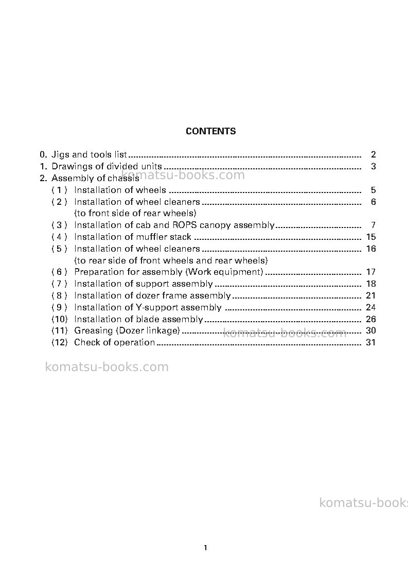 Komatsu wf550a-3jpn Field assembly manual cover Page 2 Komatsu wf550a-3jpn Field assembly manual cover Page 2