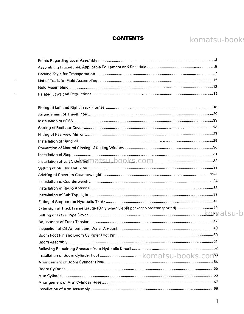 Komatsu pc750lc-6jpn Field assembly manual cover Page 2 Komatsu pc750lc-6jpn Field assembly manual cover Page 2