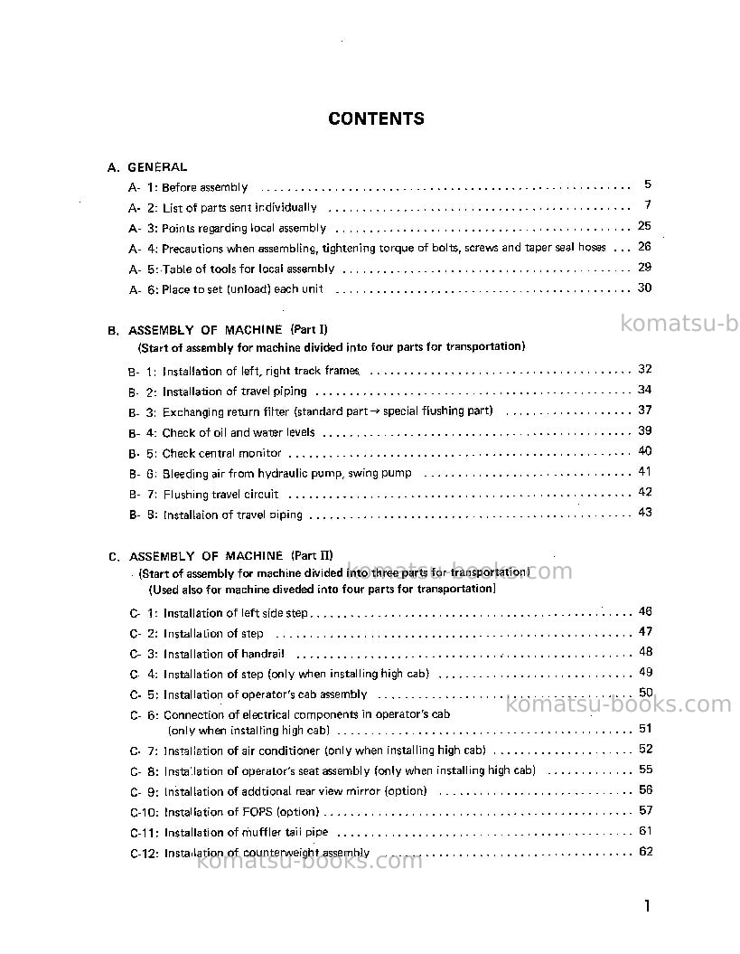 Komatsu pc1000se-1jpn Field assembly manual cover Page 2 Komatsu pc1000se-1jpn Field assembly manual cover Page 2