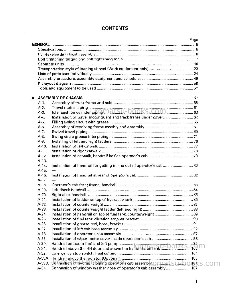 Komatsu pc1800-6jpn Field assembly manual cover Page 2 Komatsu pc1800-6jpn Field assembly manual cover Page 2
