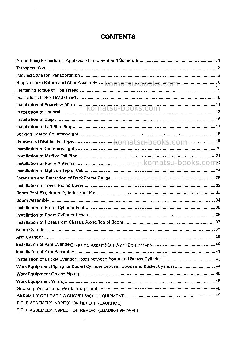 Komatsu pc600lc-6jpn Field assembly manual cover Page 2