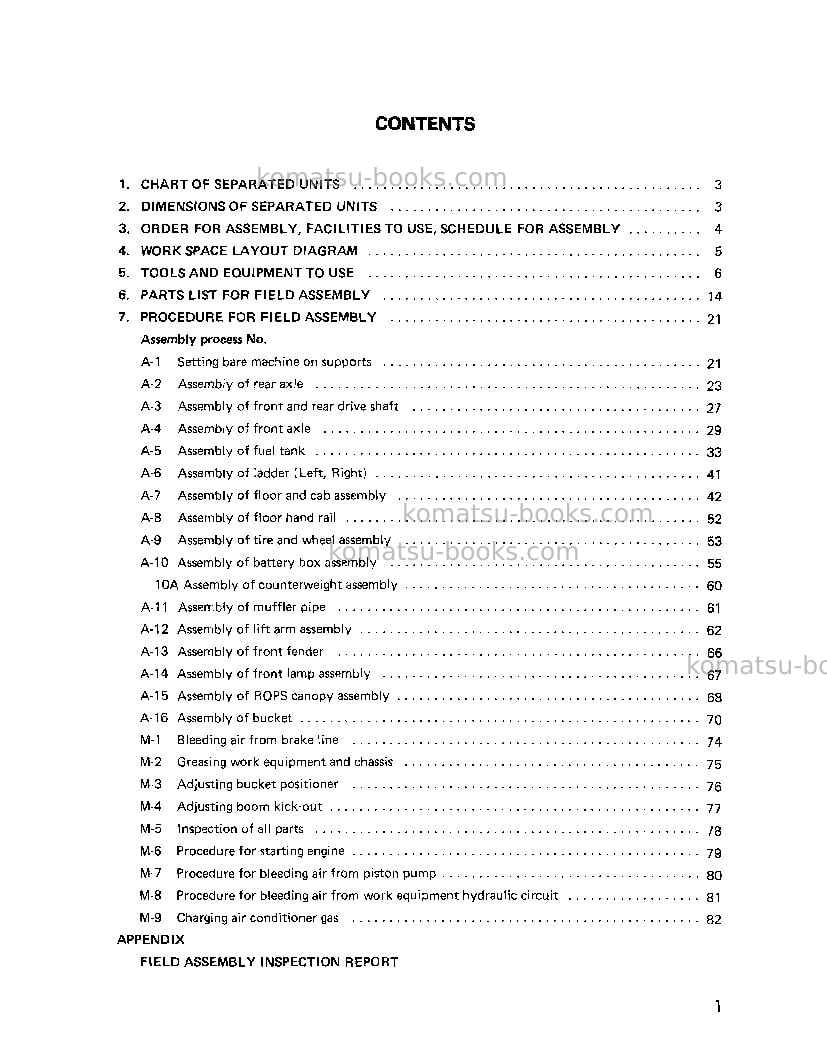 Komatsu wa800-2jpn Field assembly manual cover Page 2 Komatsu wa800-2jpn Field assembly manual cover Page 2