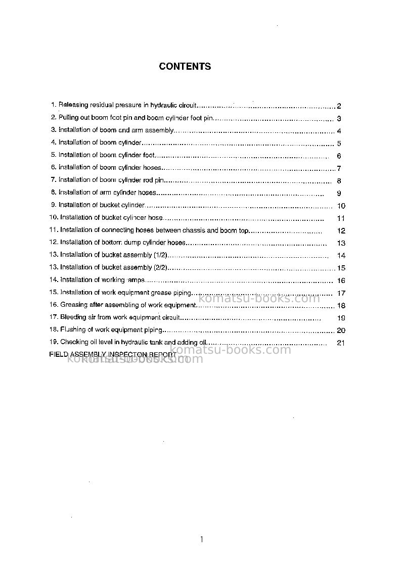 Komatsu pc600lc-6jpn Field assembly manual cover Page 2 Komatsu pc600lc-6jpn Field assembly manual cover Page 2