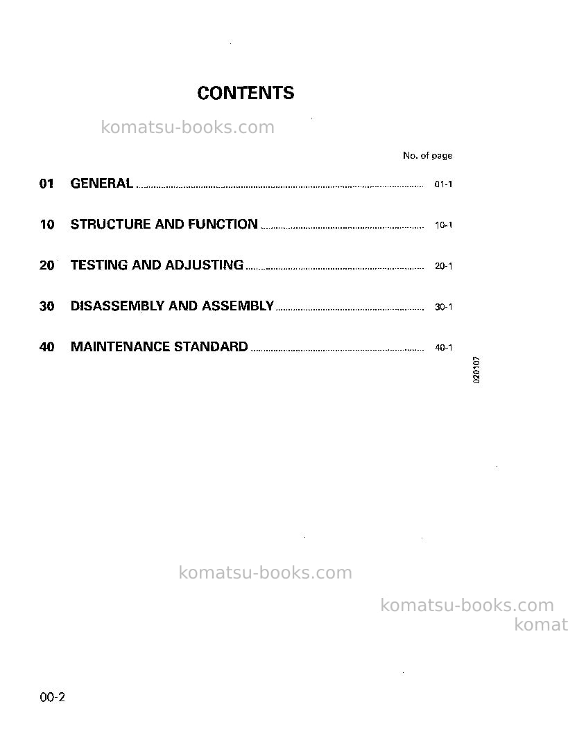 Komatsu pc60-7jpn Repair & maintenance cover Page 2