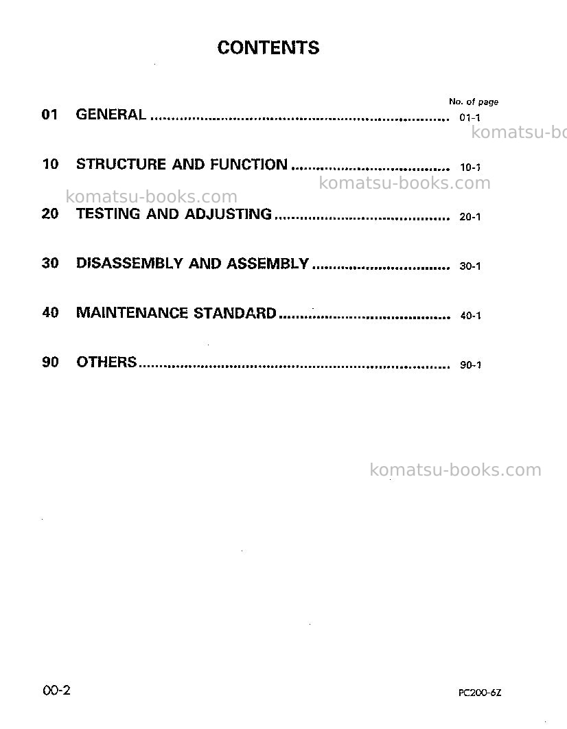 Komatsu pc200lc-6tha-b Repair & maintenance cover Page 2