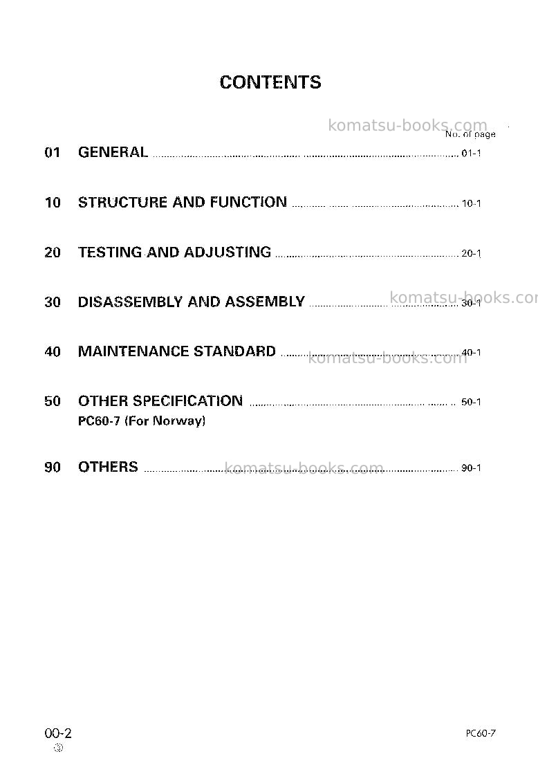 Komatsu pc60-7jpn Repair & maintenance cover Page 2