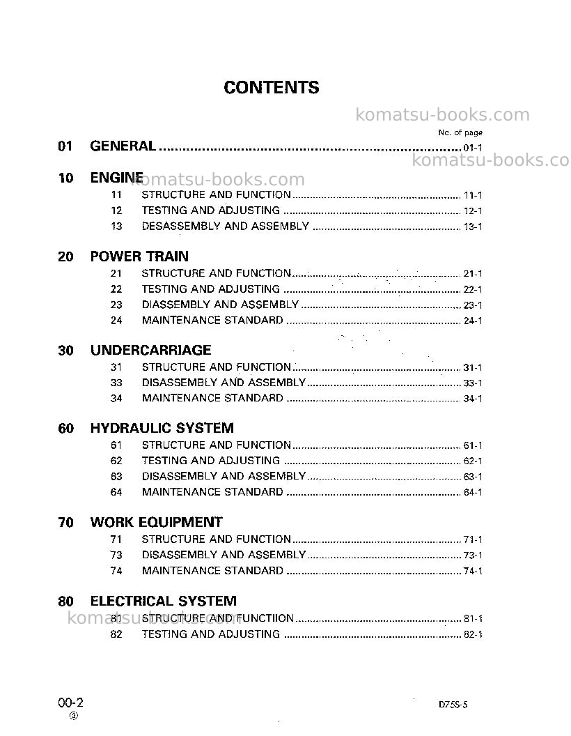 Komatsu d75s-5jpn Repair & maintenance cover Page 2 Komatsu d75s-5jpn Repair & maintenance cover Page 2