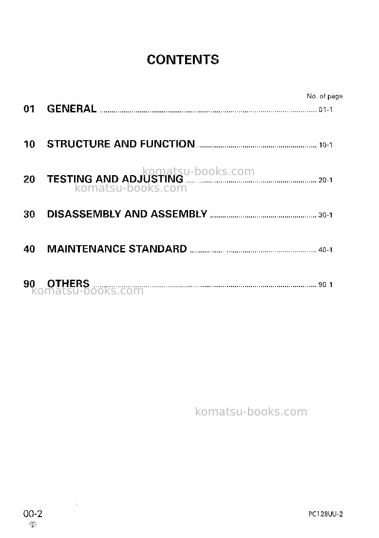 Komatsu pc128uu-2jpn Repair & maintenance cover Page 2