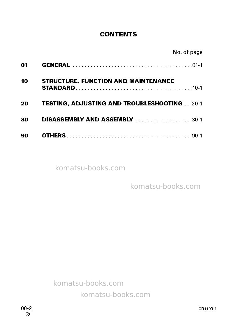 Komatsu cd110r-1jpn Repair & maintenance cover Page 2