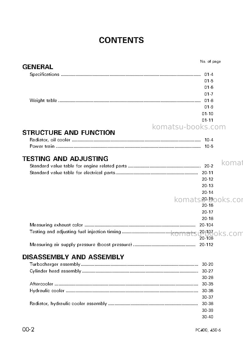 Komatsu pc450-6jpn Repair & maintenance cover Page 2