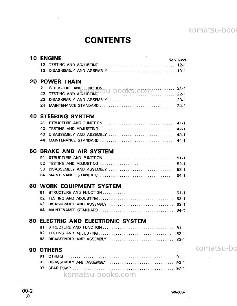 Komatsu wa600-1jpn Repair & maintenance cover Page 2