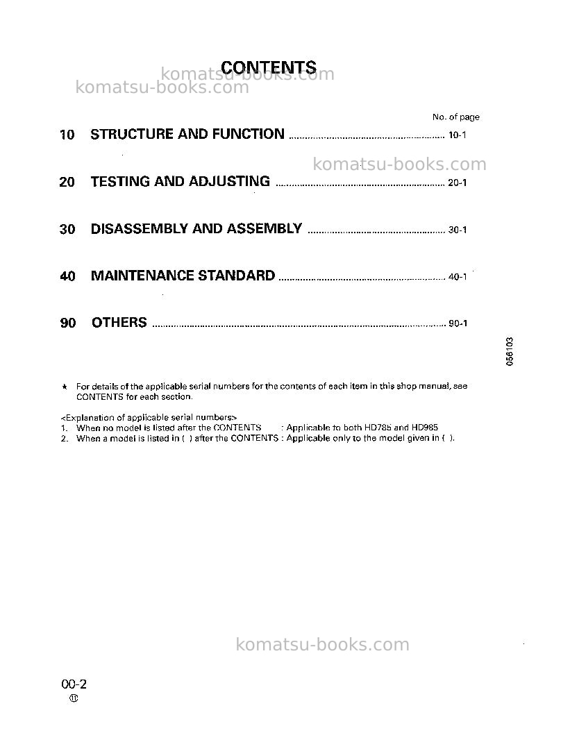 Komatsu hd785-3jpn Repair & maintenance cover Page 2 Komatsu hd785-3jpn Repair & maintenance cover Page 2