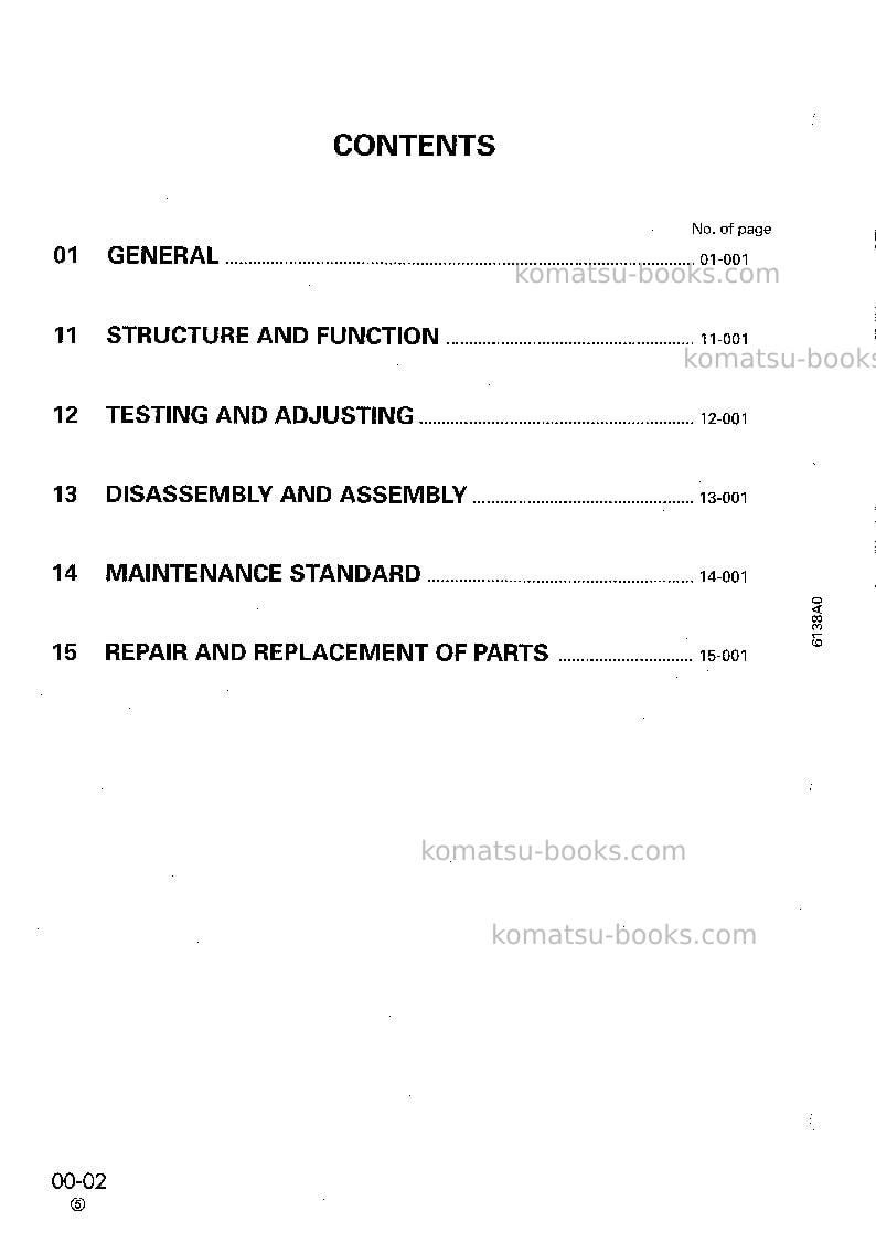 Komatsu 6d110-1jpn Repair & maintenance cover Page 2 Komatsu 6d110-1jpn Repair & maintenance cover Page 2