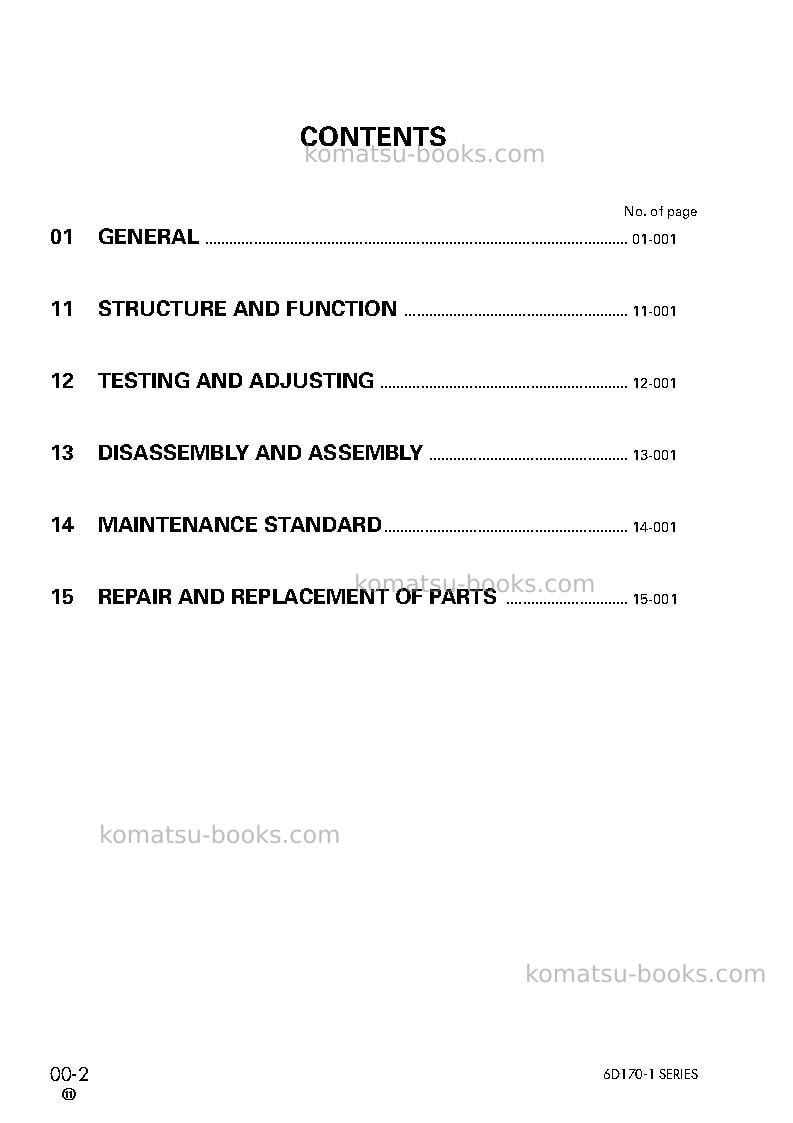 Komatsu 6d170-1jpn Repair & maintenance cover Page 2