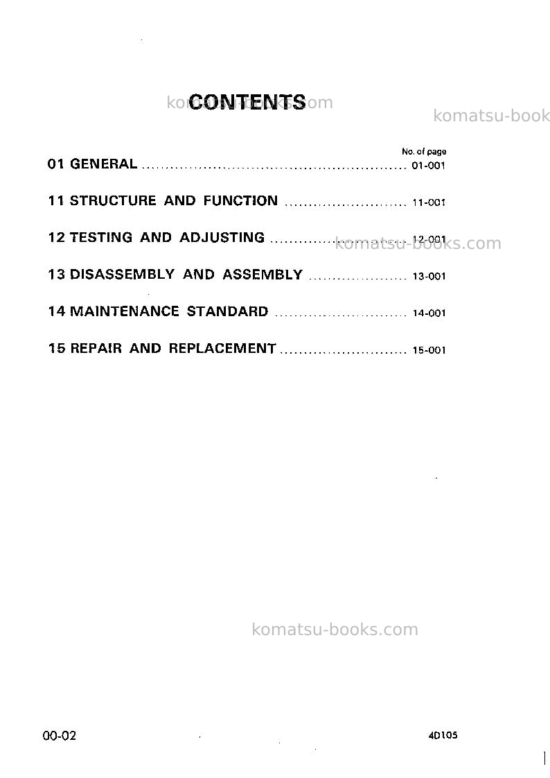 Komatsu 4d105-3jpn-c Repair & maintenance cover Page 2 Komatsu 4d105-3jpn-c Repair & maintenance cover Page 2