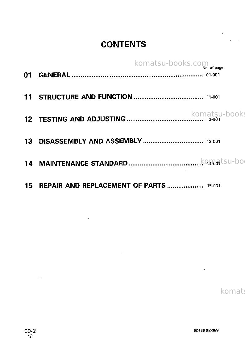 Komatsu 6d125-1jpn Repair & maintenance cover Page 2 Komatsu 6d125-1jpn Repair & maintenance cover Page 2