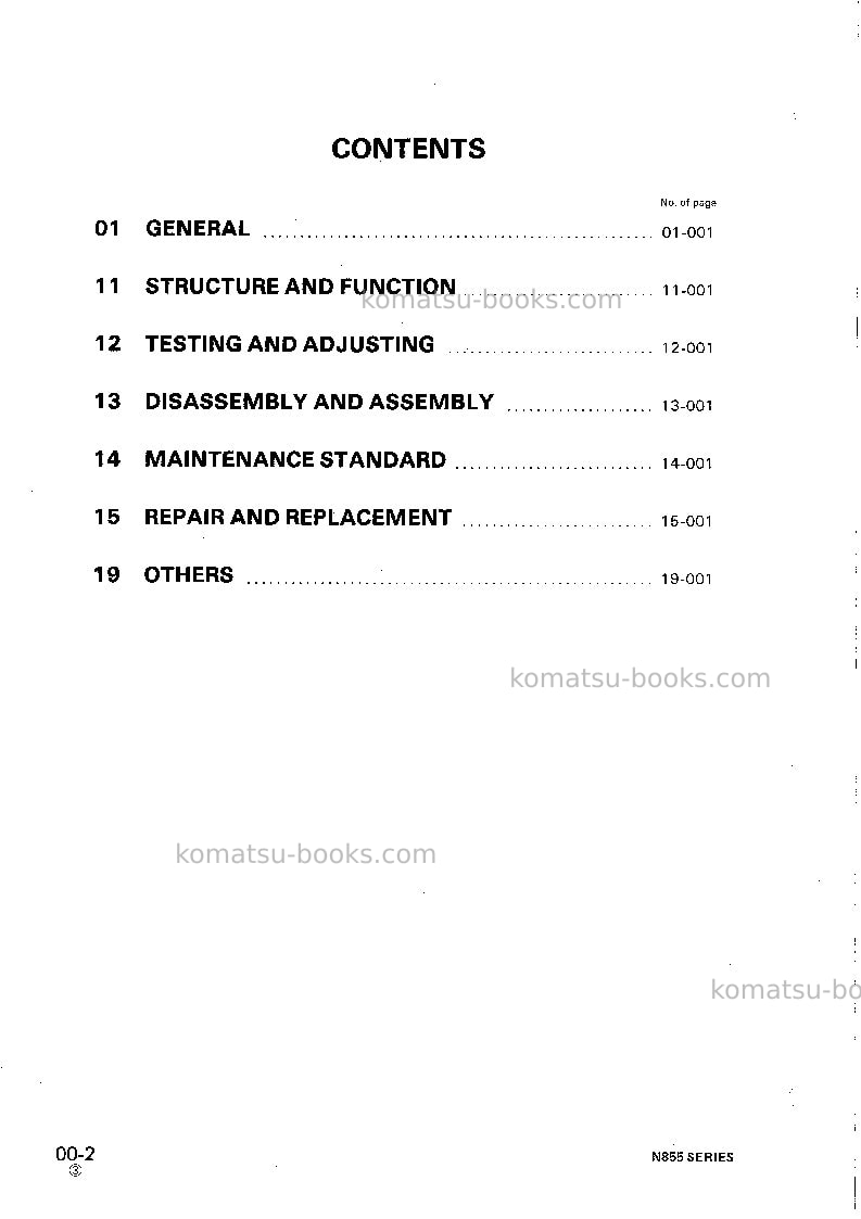 Komatsu nta-855-cjpn Repair & maintenance cover Page 2 Komatsu nta-855-cjpn Repair & maintenance cover Page 2