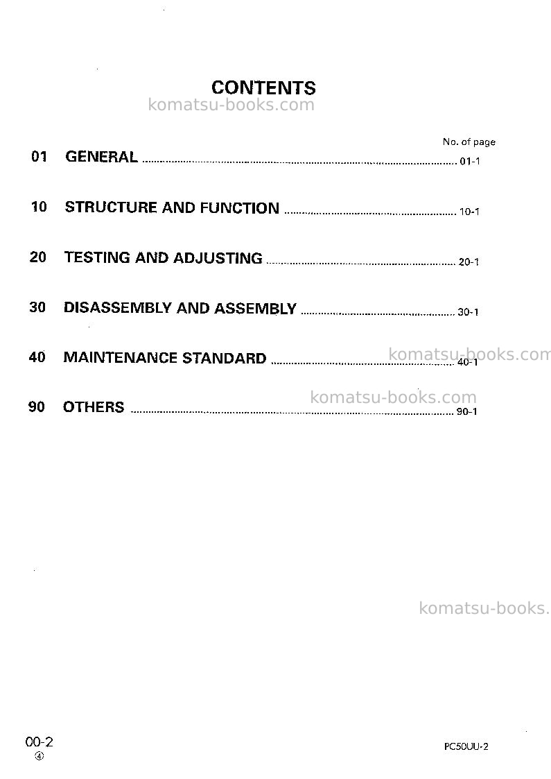 Komatsu pc50uu-2jpn Repair & maintenance cover Page 2 Komatsu pc50uu-2jpn Repair & maintenance cover Page 2