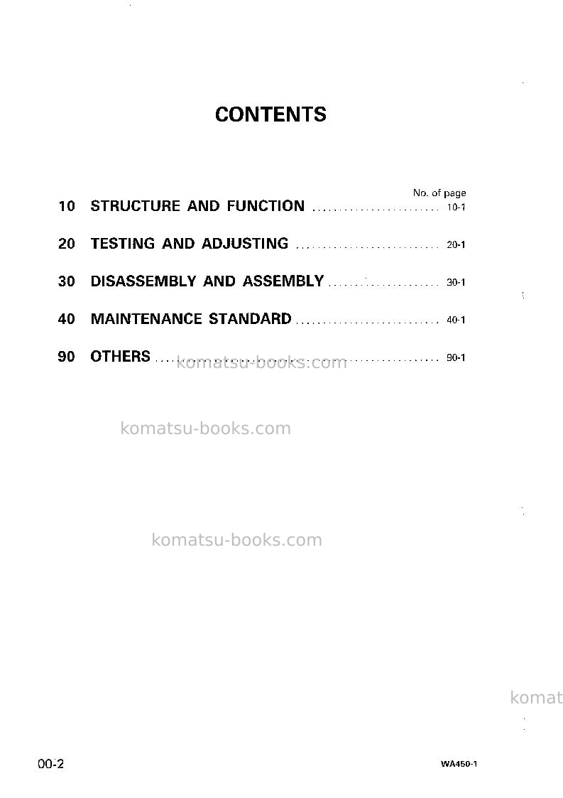 Komatsu wa450-1jpn-1d, 1g Repair & maintenance cover Page 2