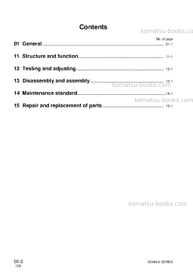Komatsu s6d140-2jpn Repair & maintenance cover Page 2 Komatsu s6d140-2jpn Repair & maintenance cover Page 2