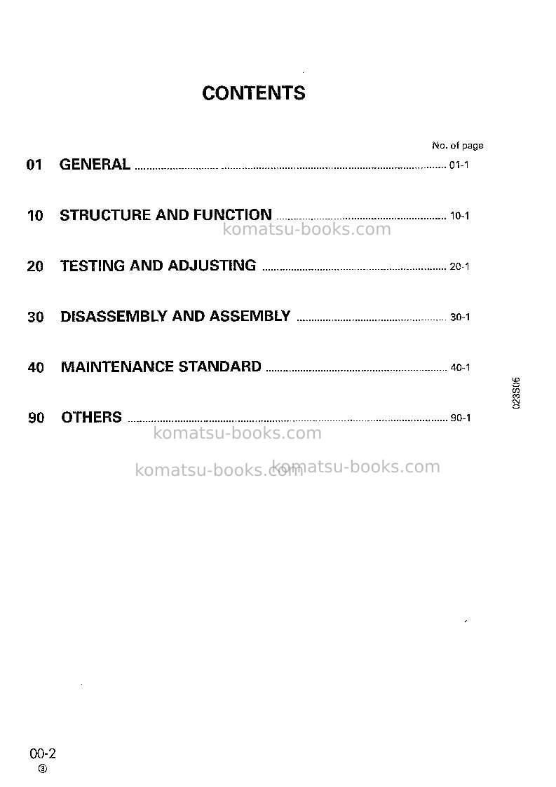 Komatsu lw250-5jpn-h-type Repair & maintenance cover Page 2