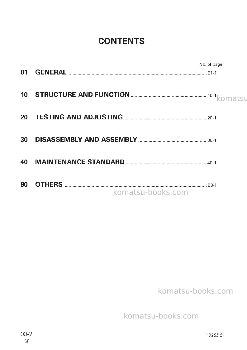 Komatsu hd255-5jpn Repair & maintenance cover Page 2 Komatsu hd255-5jpn Repair & maintenance cover Page 2