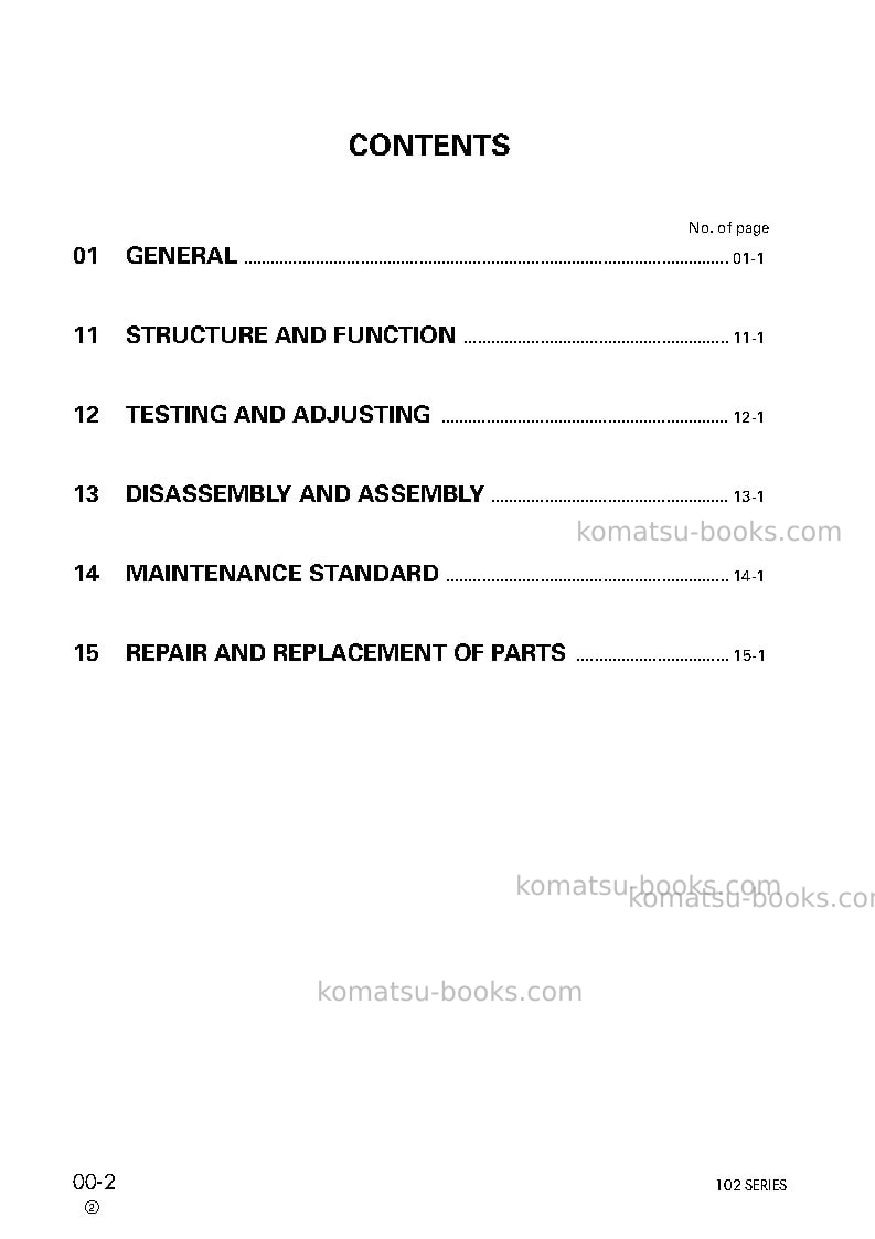 Komatsu 6d102-1jpn Repair & maintenance cover Page 2 Komatsu 6d102-1jpn Repair & maintenance cover Page 2