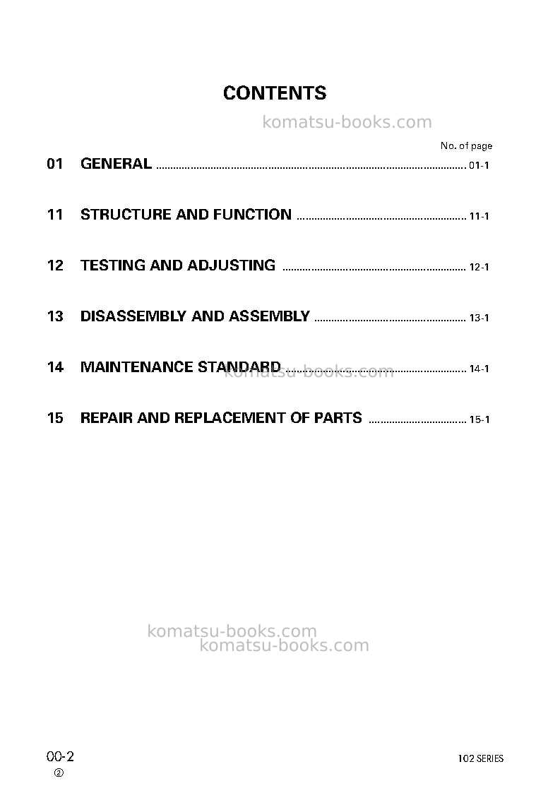 Komatsu 4d102e-2jpn Repair & maintenance cover Page 2