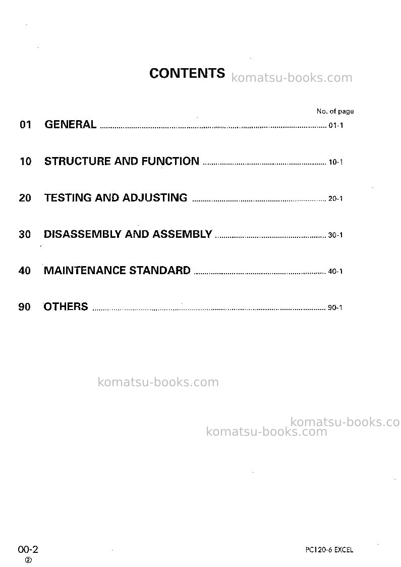 Komatsu pc120-6jpn-excel Repair & maintenance cover Page 2 Komatsu pc120-6jpn-excel Repair & maintenance cover Page 2