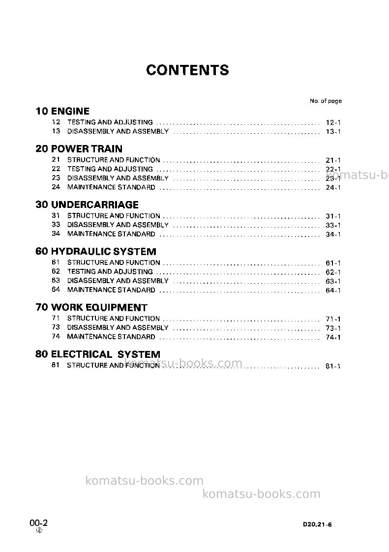 Komatsu d20pl-6jpn Repair & maintenance cover Page 2 Komatsu d20pl-6jpn Repair & maintenance cover Page 2