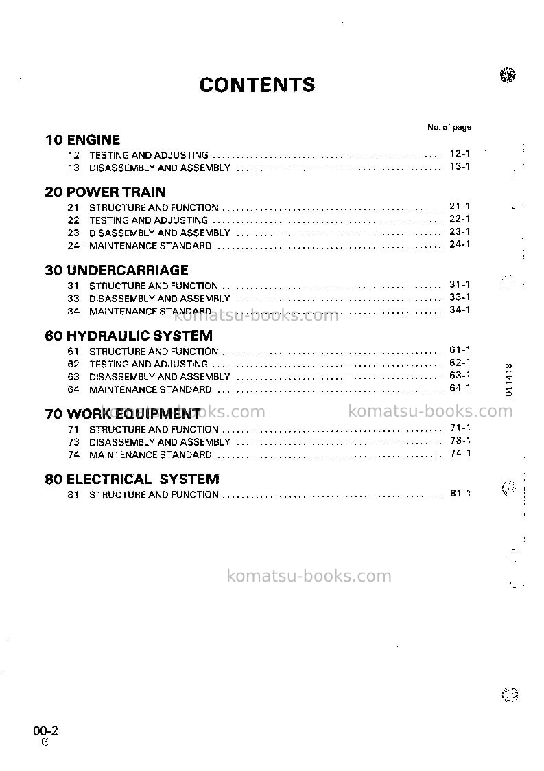Komatsu d37e-2jpn Repair & maintenance cover Page 2