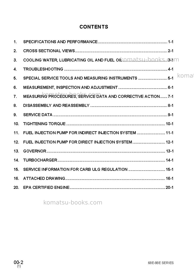 Komatsu 2d68e-3jpn Repair & maintenance cover Page 2