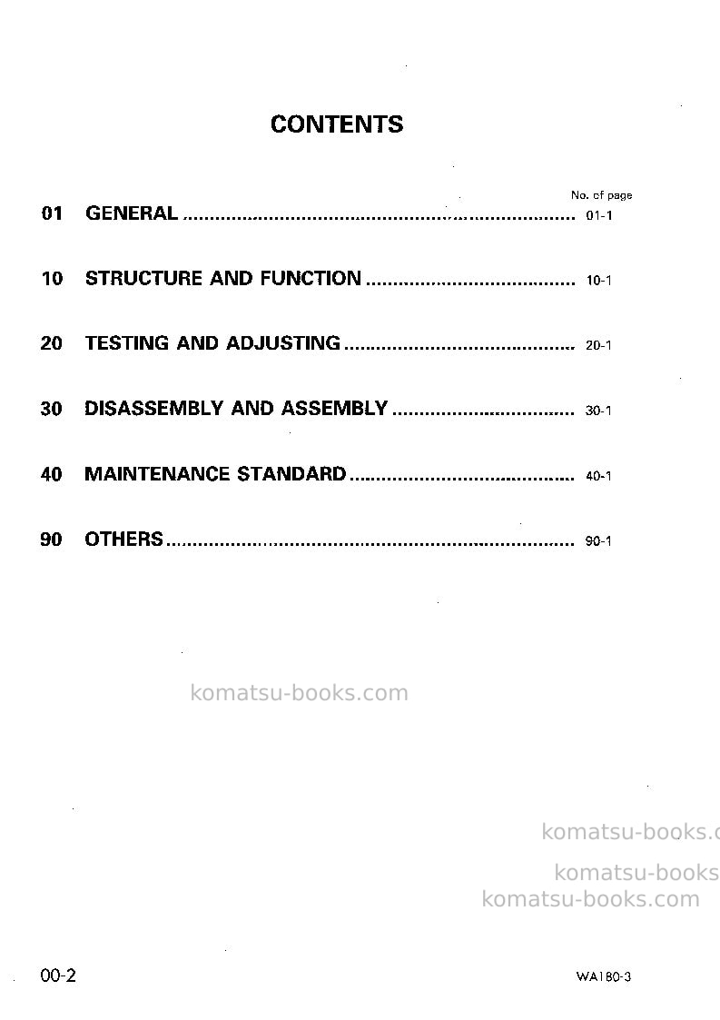 Komatsu wa180-3deu Repair & maintenance cover Page 2 Komatsu wa180-3deu Repair & maintenance cover Page 2