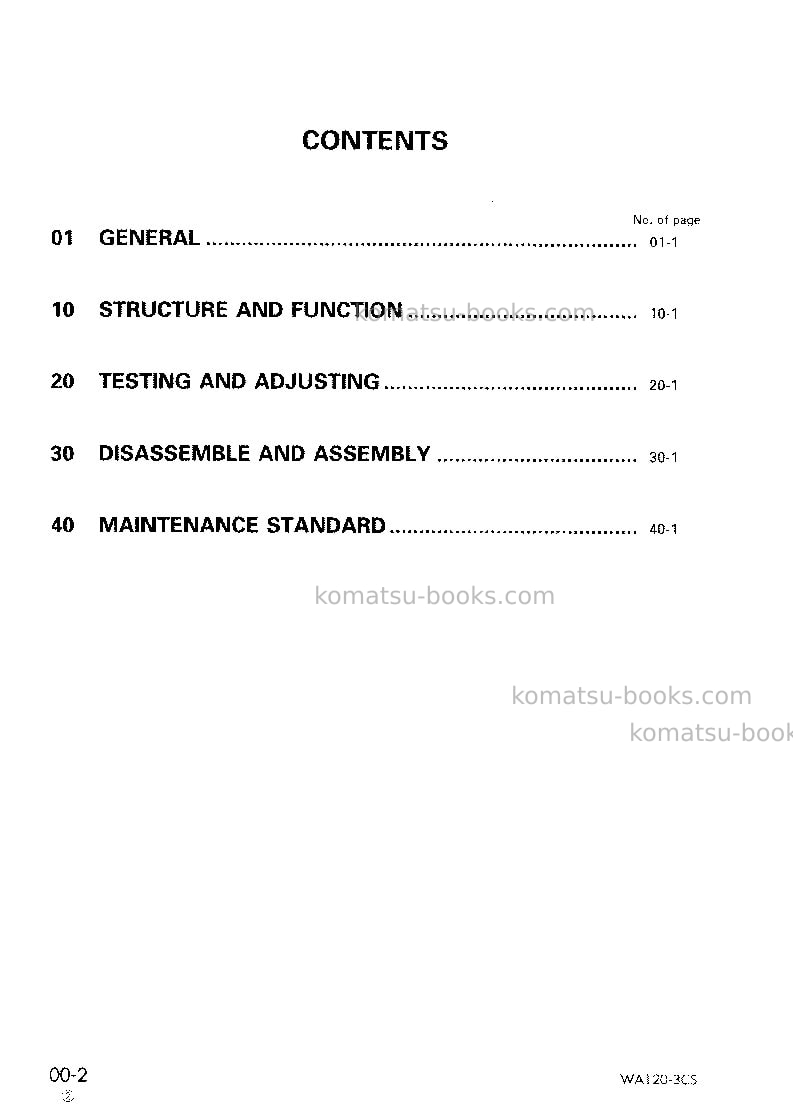 Komatsu wa120-3jpn-for indonesia Repair & maintenance cover Page 2