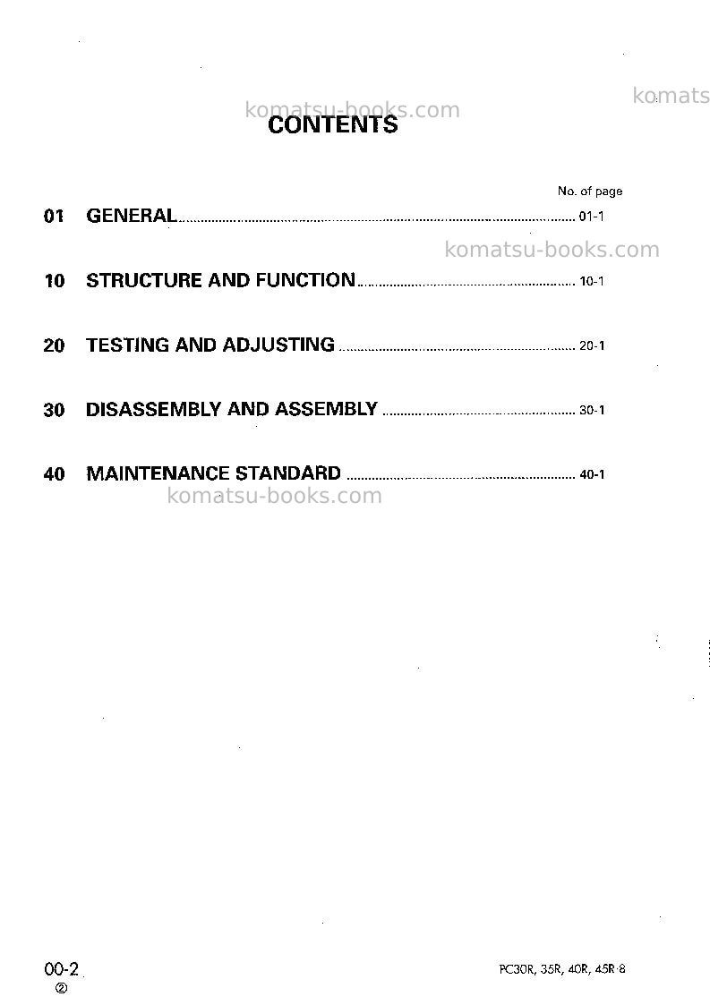 Komatsu pc40r-8jpn Repair & maintenance cover Page 2 Komatsu pc40r-8jpn Repair & maintenance cover Page 2