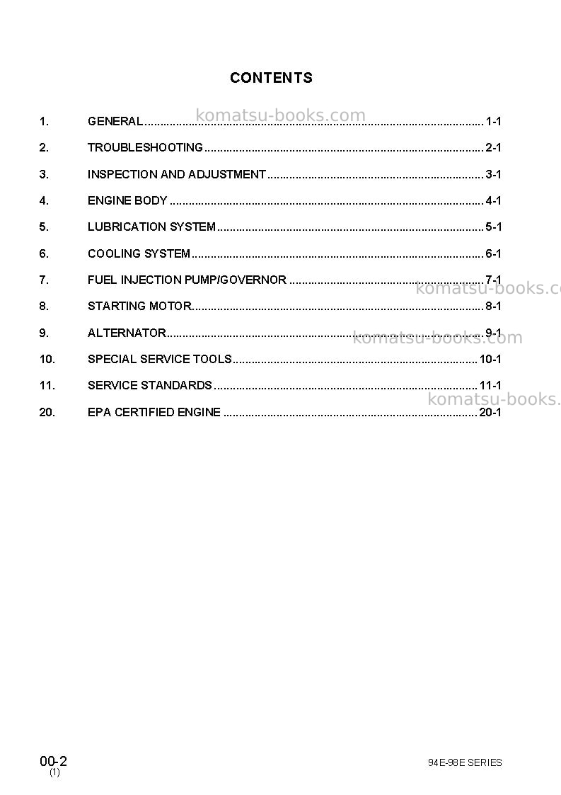Komatsu 4d98e-2jpn Repair & maintenance cover Page 2