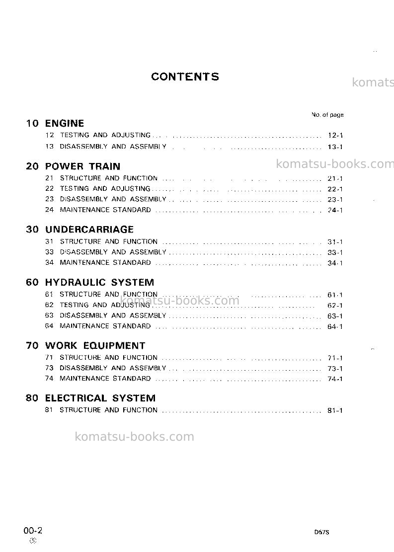 Komatsu d57s-1jpn Repair & maintenance cover Page 2