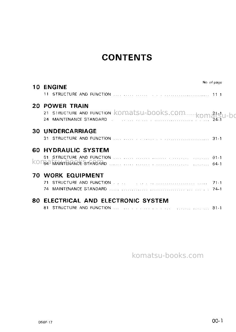 Komatsu d50f-17jpn Repair & maintenance cover Page 2 Komatsu d50f-17jpn Repair & maintenance cover Page 2