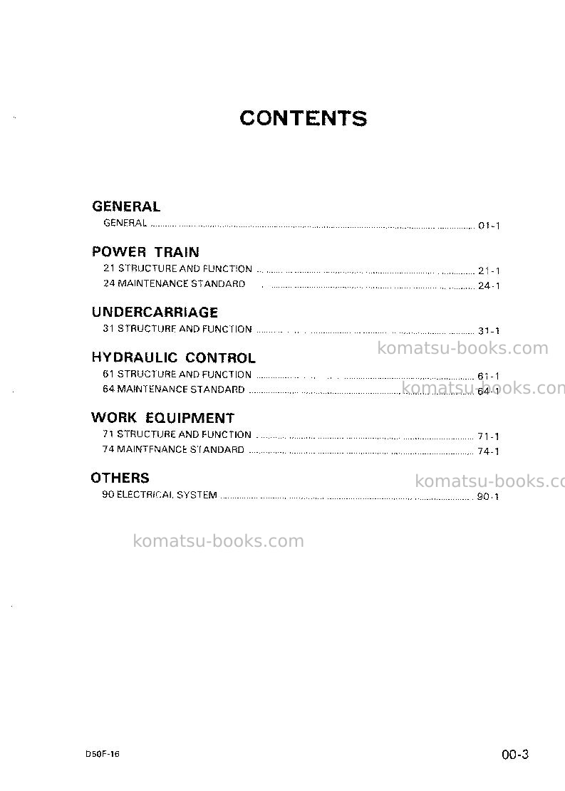 Komatsu d50f-16jpn Repair & maintenance cover Page 2