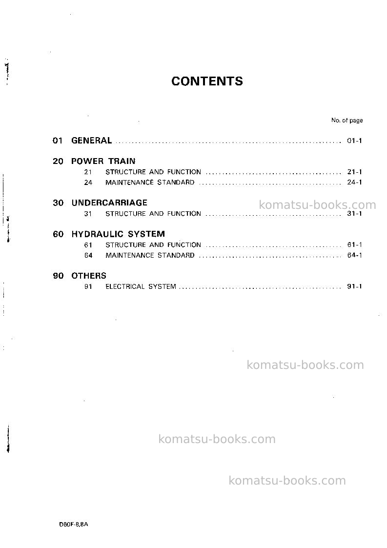 Komatsu d60f-8jpn-a Repair & maintenance cover Page 2
