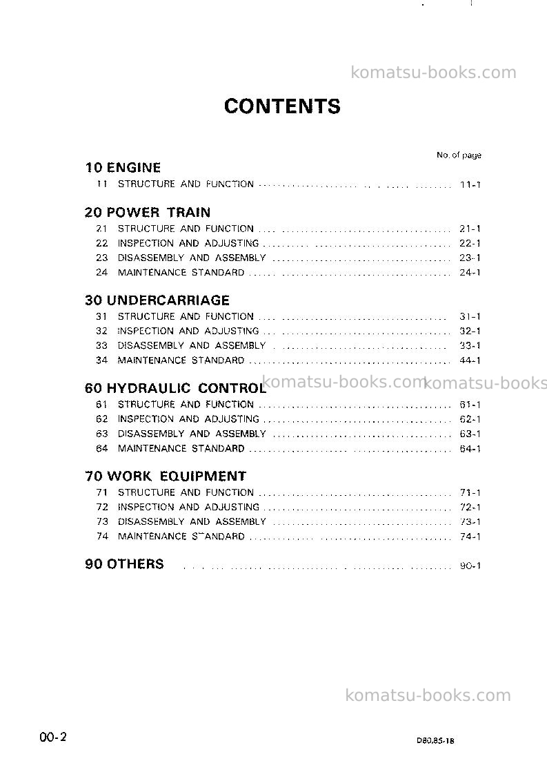 Komatsu d80p-18jpn Repair & maintenance cover Page 2 Komatsu d80p-18jpn Repair & maintenance cover Page 2