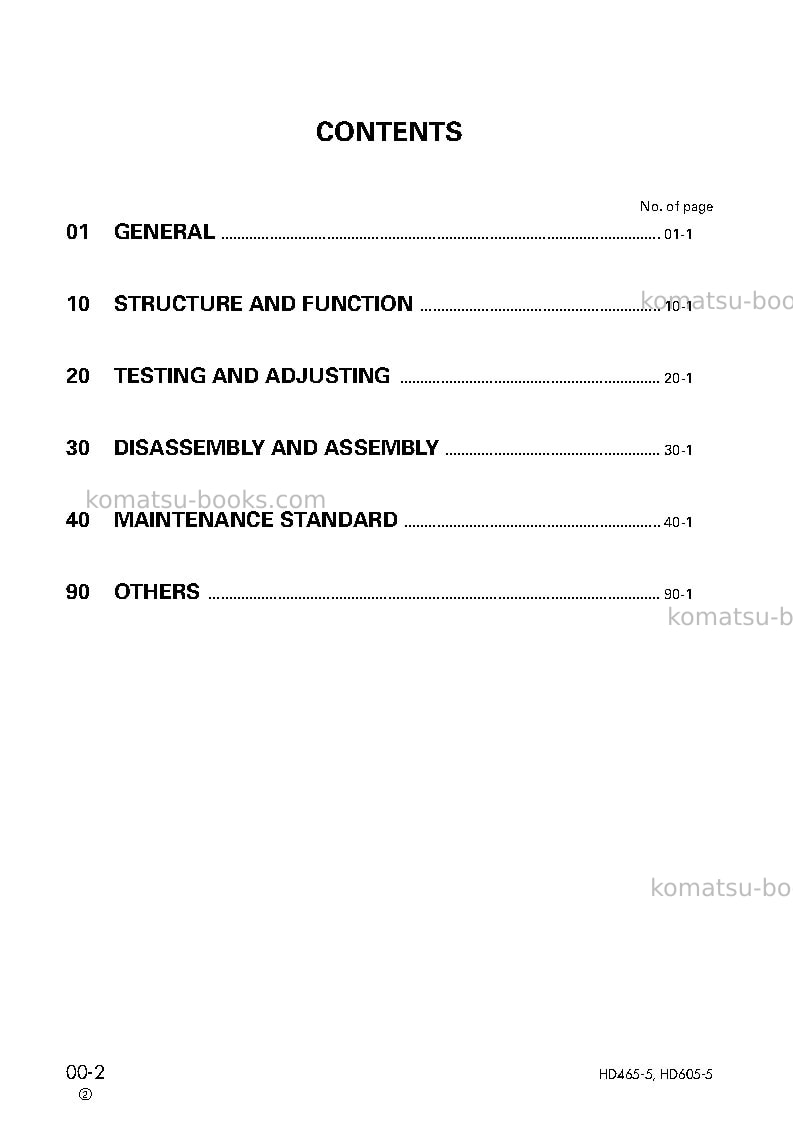 Komatsu hd465-5jpn Repair & maintenance cover Page 2