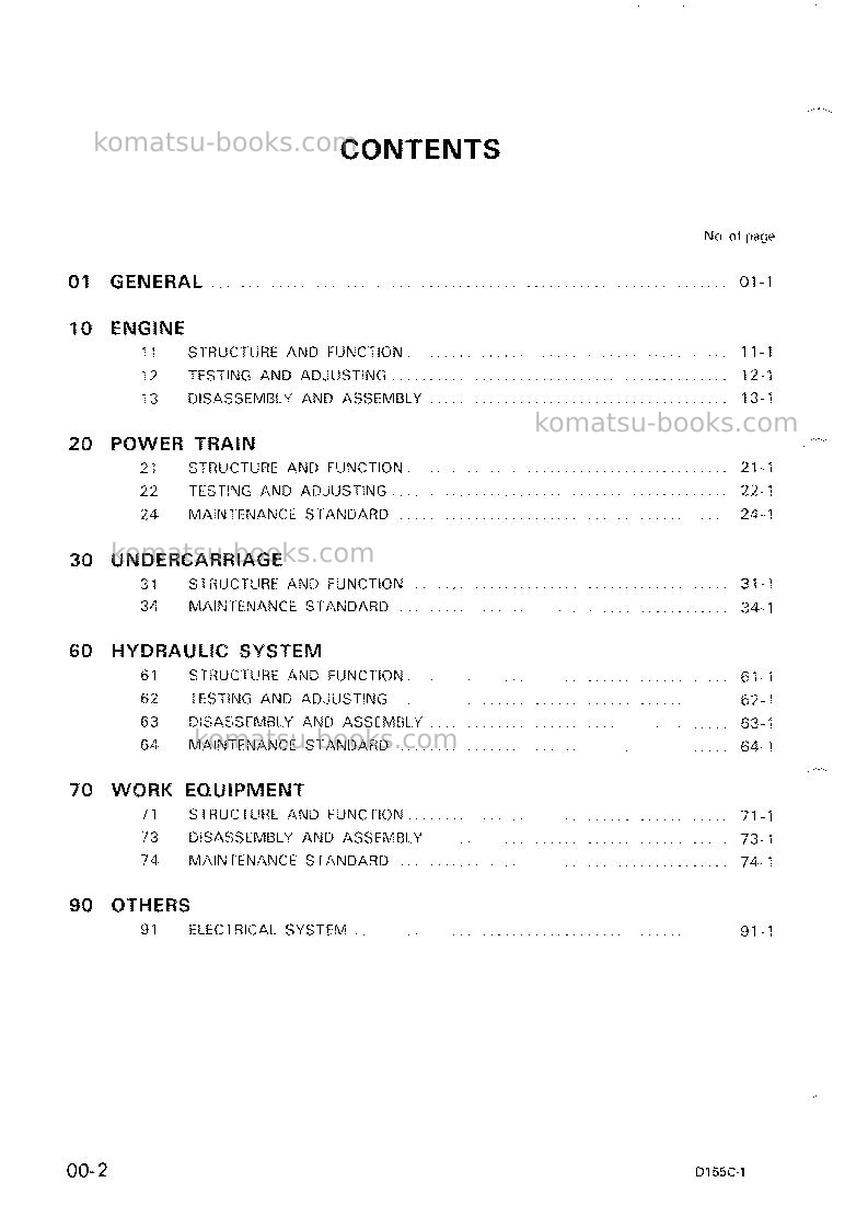 Komatsu d155c-1jpn Repair & maintenance cover Page 2