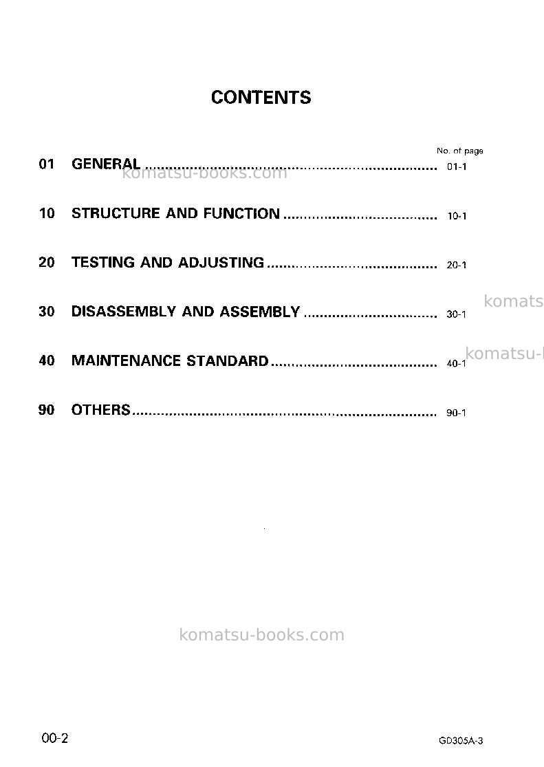 Komatsu gd305a-3jpn Repair & maintenance cover Page 2