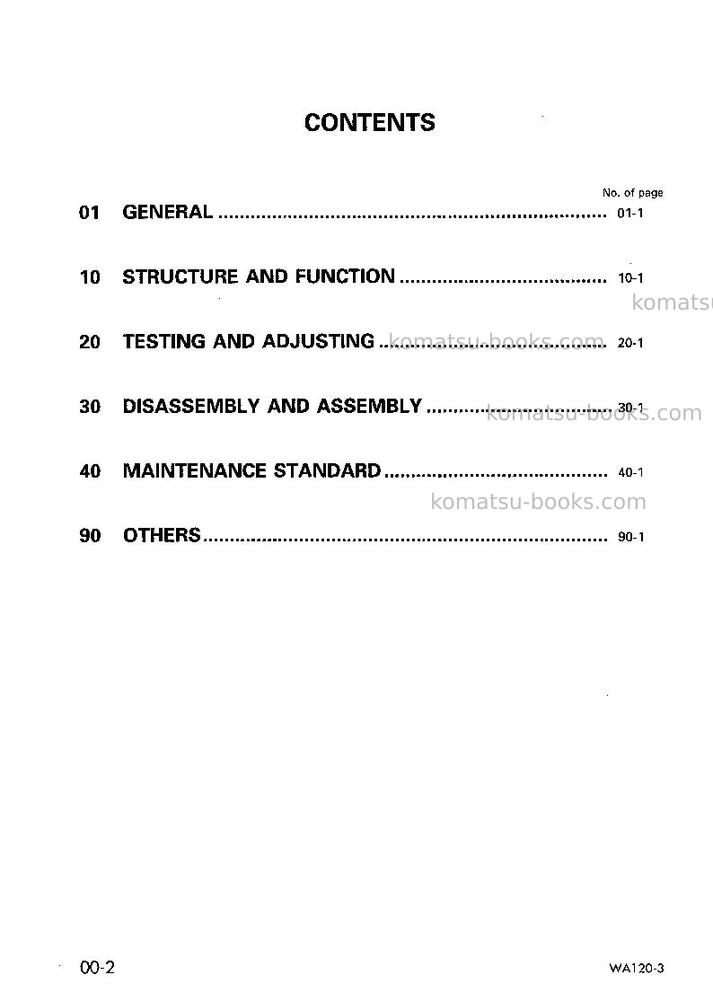 Komatsu wa120-3jpn-d Repair & maintenance cover Page 2