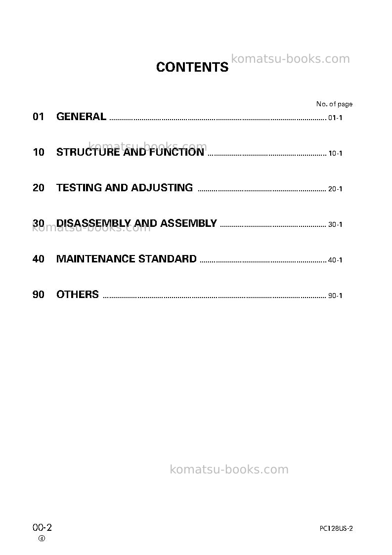 Komatsu pc128us-2jpn Repair & maintenance cover Page 2