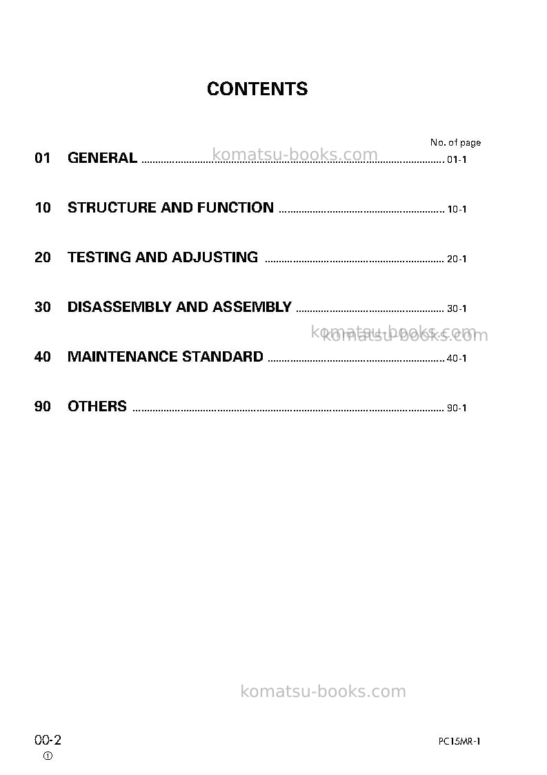 Komatsu mx15jpn Repair & maintenance cover Page 2 Komatsu mx15jpn Repair & maintenance cover Page 2