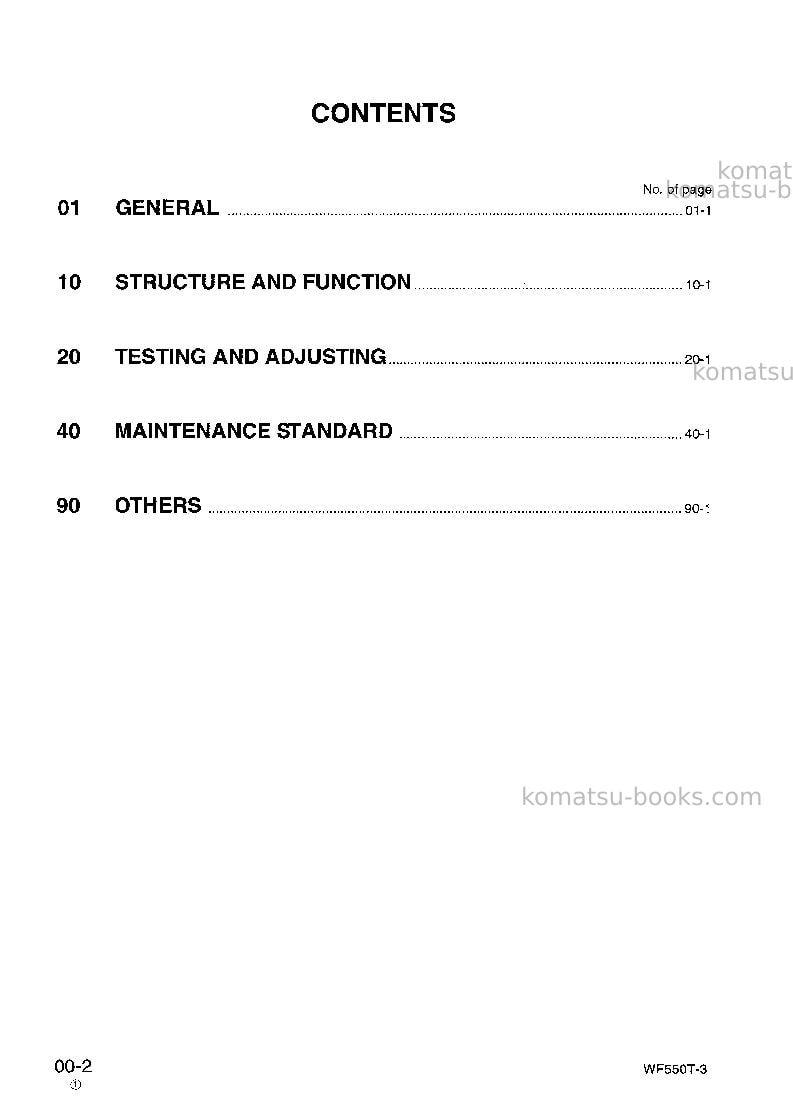 Komatsu wf550t-3jpn Repair & maintenance cover Page 2
